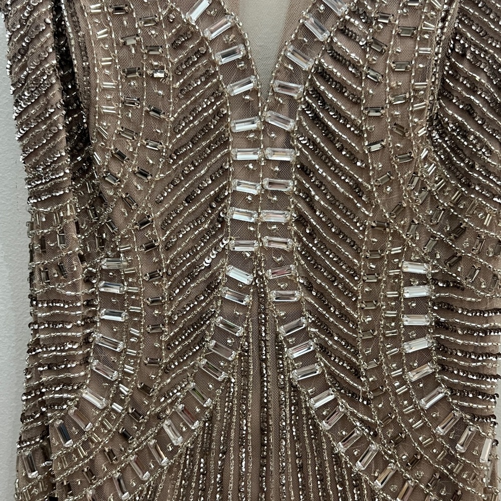 Beaded Champagne Evening Gown - Women's Formal Dress - Picture 11 of 11